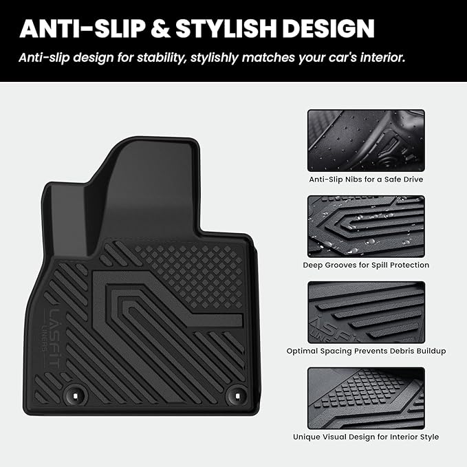 LASFIT Floor Mats & Backrest Mats & Cargo Mat for Kia Telluride 2025 2024 2023 2022 2021 2020, All Weather TPE Custom Fit Floor Liners with Full Set Car Mats & Trunk Mats Accessories, Black