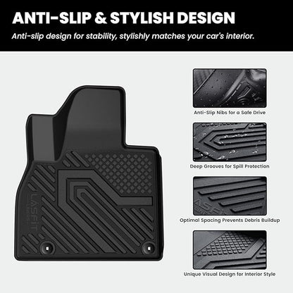 LASFIT Floor Mats & Backrest Mats & Cargo Mat for Kia Telluride 2025 2024 2023 2022 2021 2020, All Weather TPE Custom Fit Floor Liners with Full Set Car Mats & Trunk Mats Accessories, Black