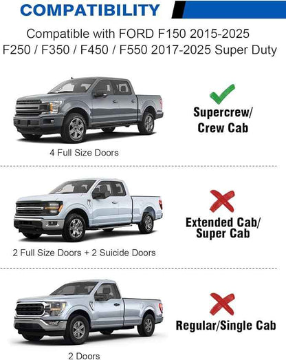 Wonderdrive Under Seat Storage Box Fit for 2015-2026 Ford F-150 F150 SuperCrew Cab, 2017-2026 F-250/F-350/F-450/F-550 Super Duty, Upgraded Rear Truck Underseat Organizer Cargo Box