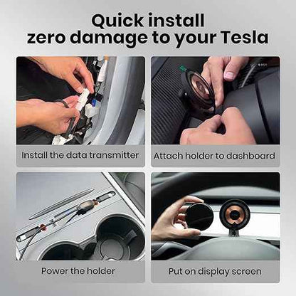 TITA 1.8" Smart Display Pro for Tesla Model 3/Y, with Magnetic Charging Mount, Zero-Delay Tesla Data Sync, HUD for Model 3, Model Y, Model 3 Highland