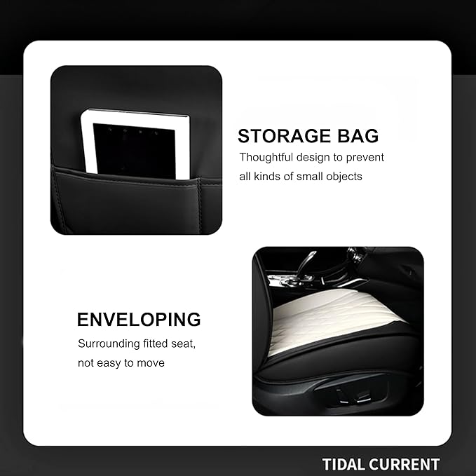 Amooca Car Seat Covers Full Set Automotive Seat Protection Fit for Most Cars SUVs Front & Back Seats Waterproof Nappa Leather Car Seat Cushion Breathable Black with Pillow & Lumbar Support
