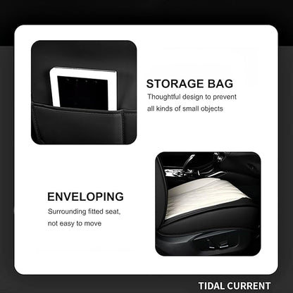 Amooca Car Seat Covers Full Set Automotive Seat Protection Fit for Most Cars SUVs Front & Back Seats Waterproof Nappa Leather Car Seat Cushion Breathable Black with Pillow & Lumbar Support