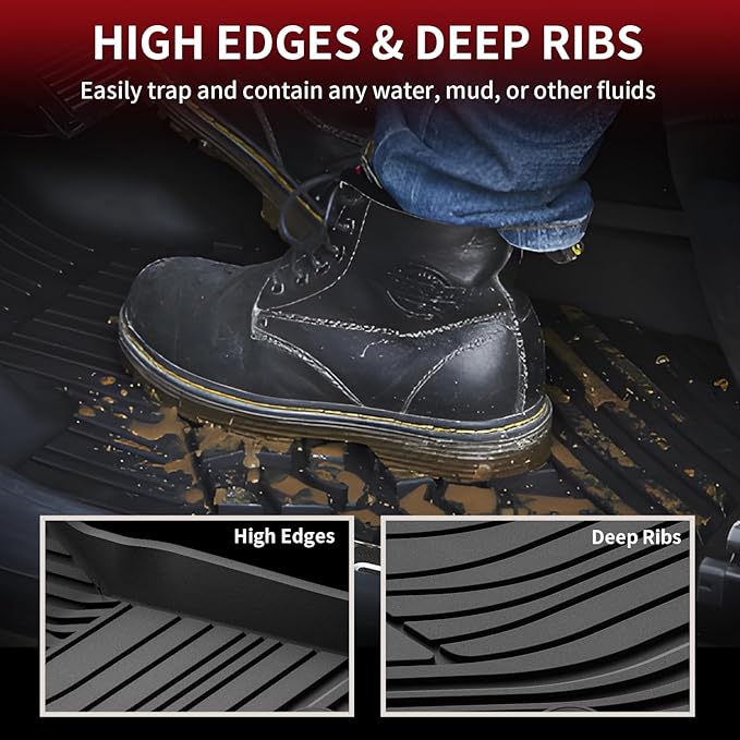 LASFIT 3D Precision-Trimmed Floor Mats for 2026-2020 Toyota Corolla Sedan, Custom Fit TPE All Weather Floor Liners, Full Coverage Car Floor Liners, 1st & 2nd Rows, Black