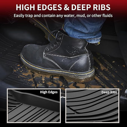 LASFIT 3D Precision-Trimmed Floor Mats for 2026-2020 Toyota Corolla Sedan, Custom Fit TPE All Weather Floor Liners, Full Coverage Car Floor Liners, 1st & 2nd Rows, Black