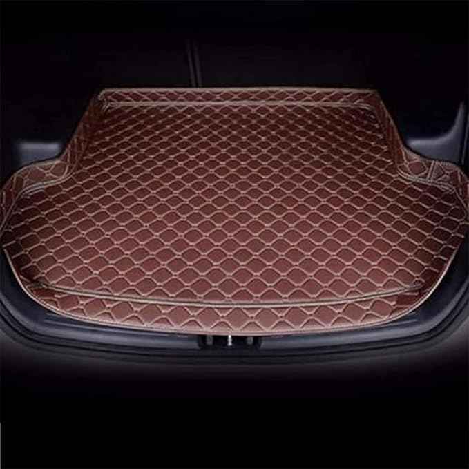 Car Trunk Mats for 2026 Tesla Model Y Juniper 5-Seat, Custom Leather Cargo Liners Rear Boot Floor Carpet, Storage Luggage Protection Pad Accessories with Raised Edges, F/Coffee