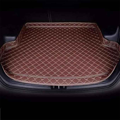 Car Trunk Mats for 2026 Tesla Model Y Juniper 5-Seat, Custom Leather Cargo Liners Rear Boot Floor Carpet, Storage Luggage Protection Pad Accessories with Raised Edges, F/Coffee