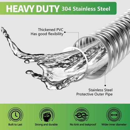 Lightweight Stainless Steel Garden Hose 25Ft – Kinkless Flexible Metal Water Hose - Thorn Proof Steel Hose with Solid Fittings for Garden, Outdoor Use (25ft)