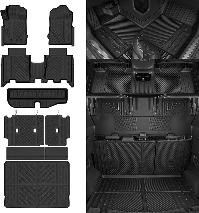 Custom Fit Floor Mats for Ford Bronco 4 Door 2021-2025 (Not for Sport), All Weather TPE Floor Liners & Trunk Mat & Trunk Lower Storage Mat & Backrest Protectors, Full Set Interior Accessories