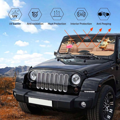 Funny Giraffe Car Sun Shade Windshield Sunshade Foldable Front Window Shield Cover for Truck SUV