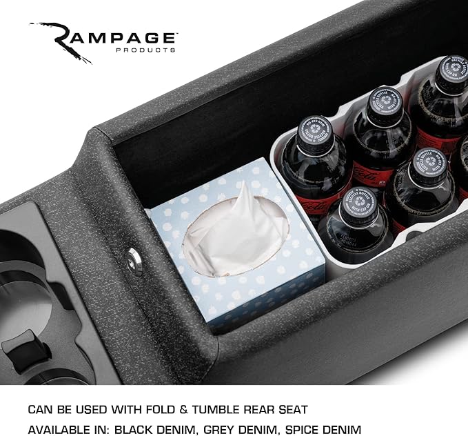 RAMPAGE PRODUCTS Locking Center Console for Jeep CJ/Wrangler YJ | Spice Denim | 31617 | Fits 1976-1983 Jeep CJ5 / 1976-1986 Jeep CJ7 / 1987-1995 Wrangler YJ