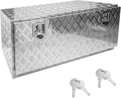 48 * 18 * 18 Aluminum Heavy Duty Diamond Plate ToolBox Chest Box Pick Up Truck Bed RV Trailer Toolbox Storage Organizer with T-Handle Latch Dual Lock Keys - Silver
