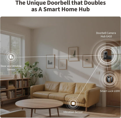 Aqara Smart Doorbell Camera G410 with Chime, 2K, HomeKit Secure Video, 2-Way Audio, Built-in Matter Hub, Wireless/Wired, Supports Apple Home, Alexa, Google, Home Assistant, 2.4G/5GHz Wi-Fi, Gray