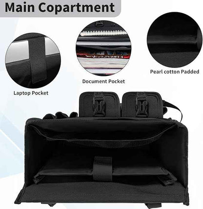 Car Front Seat Organizer Backseat Organizer with Dedicated Tablet Laptop Storage Adjustable Shoulder Strap Cup Holder Truck Seat Storage Universal Fits for Most of Car