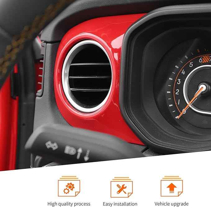 JeCar 2pcs for 2024+ Jeep Wrangler JL Red Interior Accessories Center Console Dash Panel Cover Trim