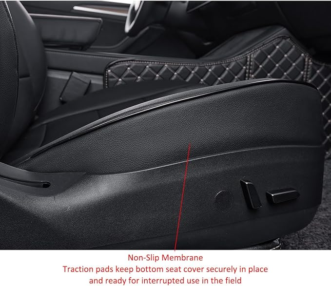 EKR Model Y Seat Covers for Tesla Model y 2020 2021 2022 2023 2024 2025 Long Range/Performance/Standard Range (Only for 5 Seats),Leather Car Seat Cover Full Set,Faux Leather (Black)