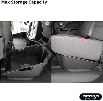 oEdRo Underseat Storage for Chevy Silverado/GMC Sierra 1500(2014-2018) Crew Cab, 2500HD 3500HD(2015-2019), Upgraded Rear Under Seat Storage Truck Organizer Tool Box