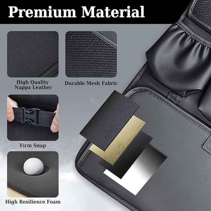 Coverado Backseat Car Organizer, Nappa Leather Car Seat Organizer with Touch Screen Tablet Holder, Foldable Food Tray, Kick Mats Protector, Multi Car Storage Accessories, Garbage Bag Holder-1 Pack