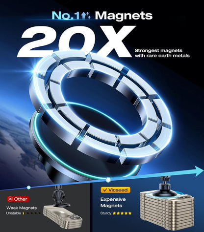 VICSEED for MagSafe Car Mount [Upgraded Strongest Magnet Power] Magnetic Phone Holder for Car Vent 360 Adjustable Magnetic Car Phone Holder Mount for iPhone 16 Pro Max 15 14 13 12 Plus Mini