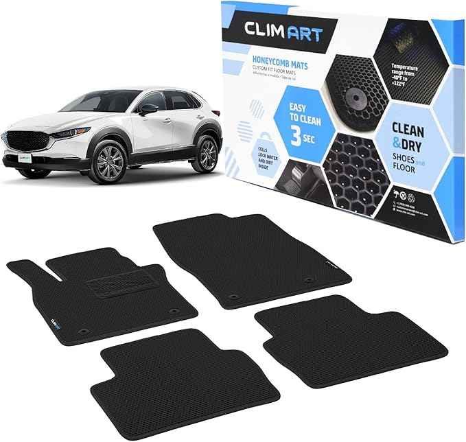 CLIM ART All-Weather Car Floor Mats Compatible with Mazda CX-30 2020-2026, Custom-Fit Heavy-Duty Floor Liners for Cars & SUVs, Car Accessories for Men & Women, Black - FL011420117
