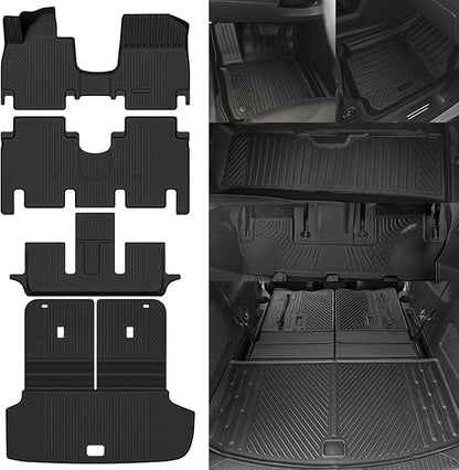 Custom Fit Floor Mats for 2026 Hyundai Ioniq 9 Unmovable Console 6-Seats with 2nd Row Captain's Chairs, All Weather TPE Floor Liners with Trunk Mat & Backrest Protectors, Interior Accessories