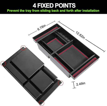 PIMCAR Center Console Organizer Compatible with 2019-2022 Chevy Silverado 1500/GMC Sierra 1500 & 2020-2023 Chevy Silverado/GMC Sierra 2500 HD/3500 HD (Full Console w/Bucket Seats ONLY) Red Trim