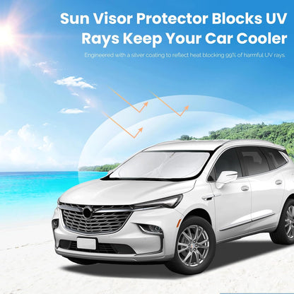Custom fit Enclave Windshield Sunshade for 2018-2024 2025 Buick Enclave Accessories 2-Layer Front Window Shades Cover for Windshield Sun Visor Screen Protector 210T Reflective Blocks UV Rays