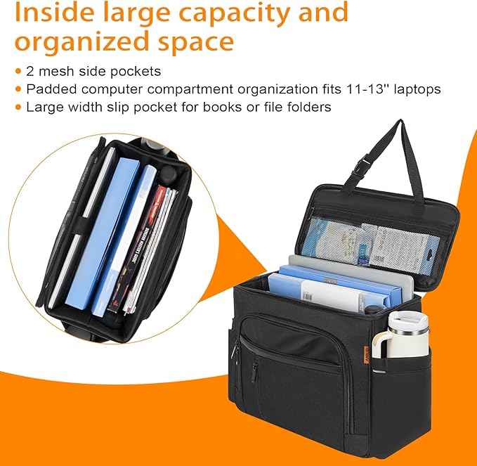 ANILD Front Car Seat Organizer and Office Work Truck Organizer with Multifunctional Pockets and Padded Shoulder Strap, Compatible with Cars, Trucks and Vans