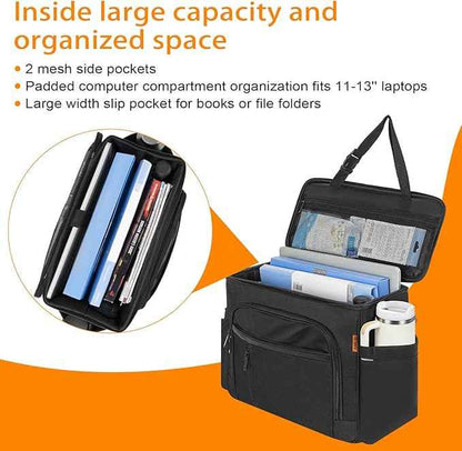 ANILD Front Car Seat Organizer and Office Work Truck Organizer with Multifunctional Pockets and Padded Shoulder Strap, Compatible with Cars, Trucks and Vans
