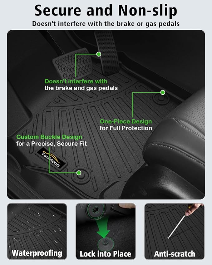 Floor Mats & Cargo Liner Custom for Chrysler Pacifica 2017-2024 2025 Hybrid 7-Seater Touring (Not for Pinnacle) All Weather TPE Rubber Trunk Mat Automotive Floor Liners for Pacifica 2025 Accessories