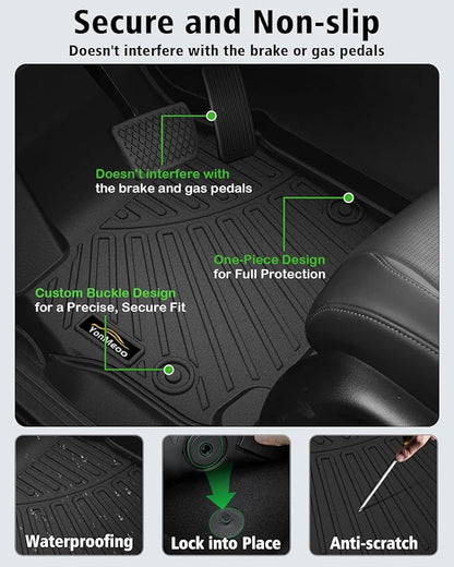 Floor Mats & Cargo Liner Custom for Chrysler Pacifica 2017-2024 2025 Hybrid 7-Seater Touring (Not for Pinnacle) All Weather TPE Rubber Trunk Mat Automotive Floor Liners for Pacifica 2025 Accessories