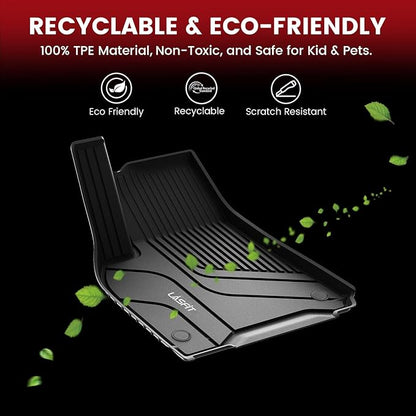 LASFIT Floor Mats & Trunk Mats for Tesla Model S 2021-2025 (Include Plaid Model), All Weather TPE Custom Fit 1-3 Rows & Cargo Liners Full Set Car Mats Accessories, Black