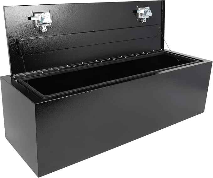 SCITOO 48" Iron Truck Bed Tool Box,Heavy Duty Crossover Storage for Most Full Size Pickups,Lockable Weatherproof Chest,Fits 48"WX16"DX16"H Truck Beds,Easy Access to Load and Unload