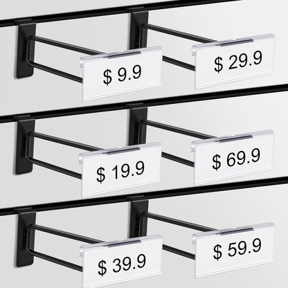Polmart Heavy Duty Black Slatwall Panel Double-Bar Hooks - 50 Pack (6-inch)
