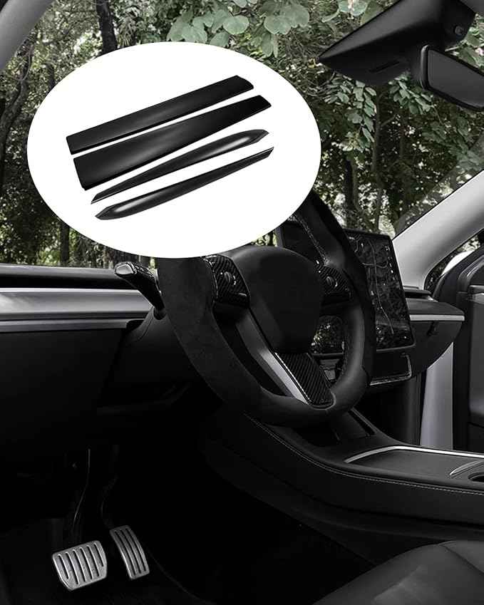 Matte Black Dashboard Cover and Front Door Cover Compatible with Tesla Model 3（2021-2023） and Model y（2019-2024 (Matte Black)