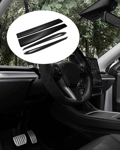 Matte Black Dashboard Cover and Front Door Cover Compatible with Tesla Model 3（2021-2023） and Model y（2019-2024 (Matte Black)