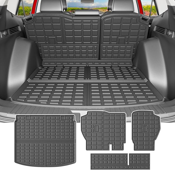 powoq Hybrid Cargo Liner Compatible with 2023-2026 Honda CRV Upper Deck Cargo Mat TPE Trunk Mat Replacement for 2023-2026 Honda CRV Accessories (Fit 23-26 Hybrid Upper Deck, Backrest Mat+Trunk Mat)