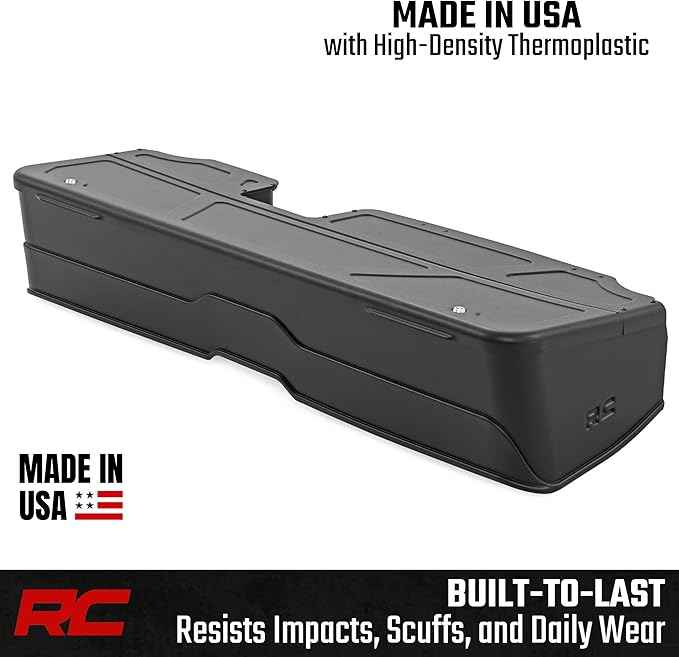 Rough Country Under Seat Storage for Chevy Silverado & GMC Sierra 1500/2500HD/3500HD Crew Cab (2019-2026) - Custom Rear Under Seat Organizer Tray with Lockable Lid