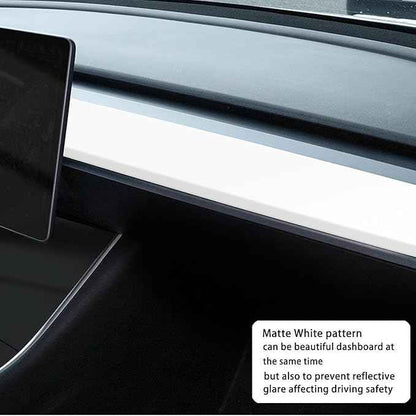 Fit Dashboard Wrap Compatible with Tesla Model Y (2019-2023) Model 3 (2021-2023) ABS Front Door Trim Wrap Kit Cover Cap Interior Decoration Dash Protective Film Tesla Accessories(Matte White)