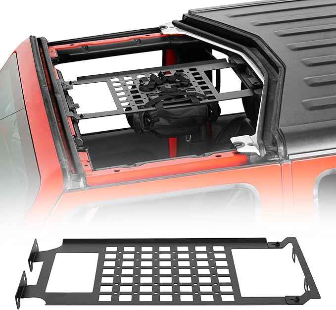 Hooke Road Front Overhead MOLLE Panel w/Pouches Roof Cargo Rack Storage Bag for 2018-2026 Jeep Wrangler JL & Gladiator JT 2/4 Doors (Hardtop Only)