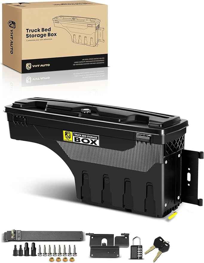 YHTAUTO Passenger Side Truck Bed Storage Tool box Compatible with 2015-2023 Chevrolet Colorado & GMC Canyon, 2019-2021 Fits 74" Bed, Lockable Swing Waterproof Wheel Well Toolbox