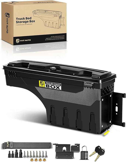 YHTAUTO Passenger Side Truck Bed Storage Tool box Compatible with 2015-2023 Chevrolet Colorado & GMC Canyon, 2019-2021 Fits 74" Bed, Lockable Swing Waterproof Wheel Well Toolbox