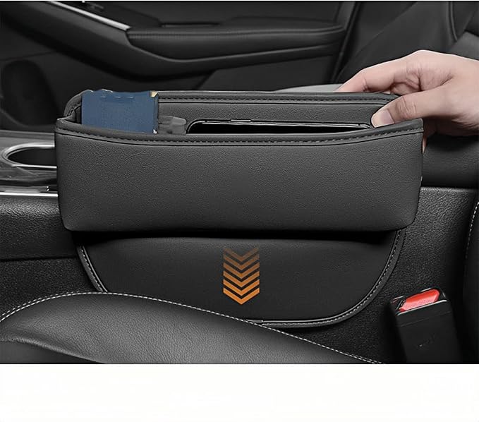 Car Seat Gap Filler Organizer for Tesla Model X(7seats) 2015-2023, Seat Storage Box Leather Bag Fill The Gap Car Accessories,Brown