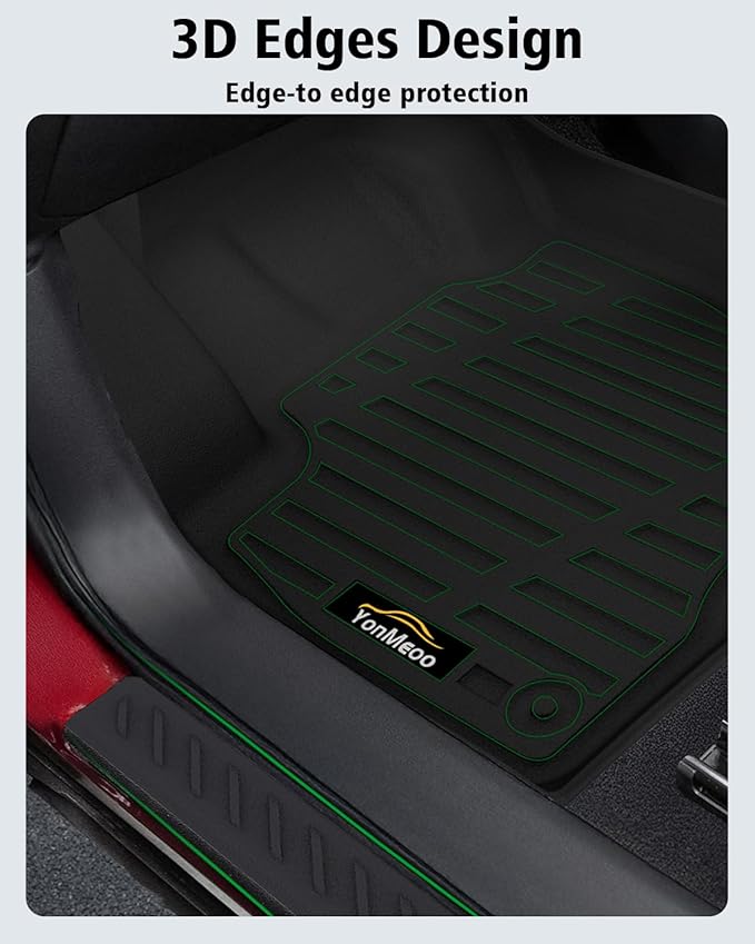 Floor Mats Custom for Ford Edge 2015-2024 2025 2026 ST Titanium SE SEL Sport Trunk Mat with Backrest Mat All Weather TPE Full Set Liners Cargo Protector & Door Sill Guards for Edge 2025 Accessories