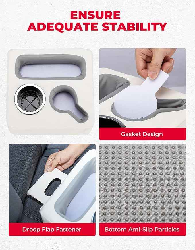 KEMIMOTO Back Seat Cup Holder for Car, Couch Cup Holder, Car Truck Boat Organizer, Couch Sofa Bed Expander Tray Holds Drinks, Snacks, Remote, Cell Mobile Phone (White)