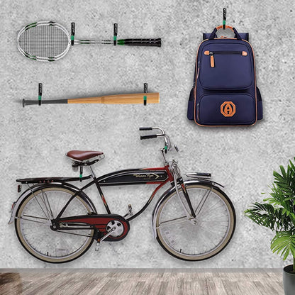 Steel Garage Storage Hooks - 6 Pack, Organizer for Hanging Power and Garden Tools, Ladders, Hose, Bikes, Ropes, Bulk Items, and More(Green)