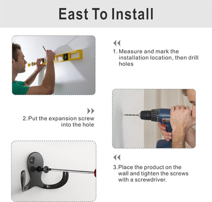 12 Heavy Duty Double Prong Coat Hooks | Wall Hooks with 24 Screws for Kitchen, Grocery Room, Bedroom