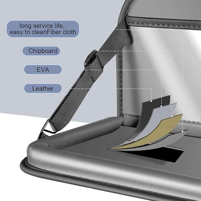 2 Pack Back Seat Car Organizer with Fold-Out Tray - Upgraded with Nappa Leather, Travel Tray for Kids, Foldable Car Desk, Includes Tissue Dispenser & Waterproof Pockets, Grey