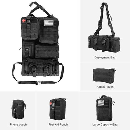 Universal Tactical Vehicle Back Seat Organizer with 5 Detachable Pouches Tactical Gear