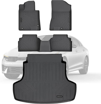 TPE Floor Mats for 2021-2026 Kia K5 (Only FWD Models) Sonata Hybrid 2020-2026 All Weather Car Floor Liners Fit Hyundai Sonata Accessories Black