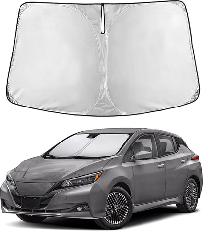 EcoNour Windshield Sun Shade Compatible for Nissan Leaf 2018-2025 Front Window Sunshade Foldable Sun Visor UV & Heat Blocking Protection